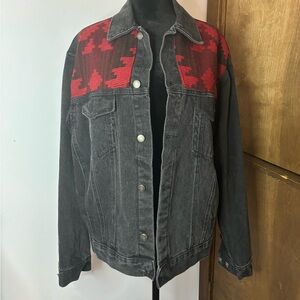 Vintage men’s or women’s Navajo wool black denim jacket small woolrich cowgirl